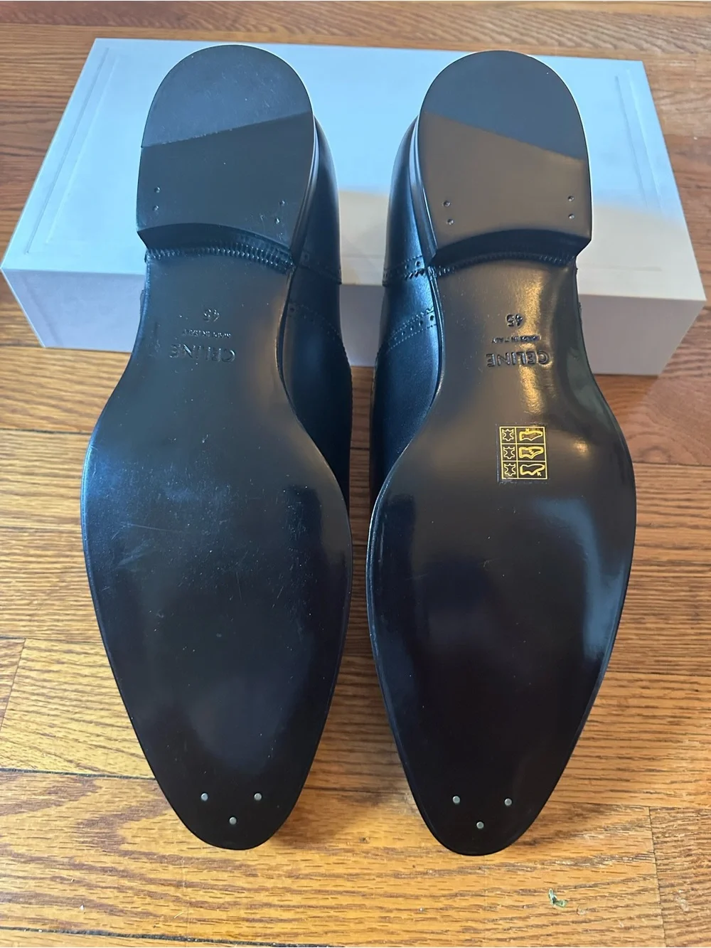 Celine Black Leather Double Monk Strap Oxfords